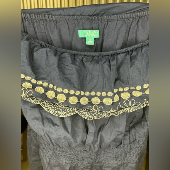 Women’s Calypso St. Barth Target Blue Off Shoulder Midi Cotton Dress Size Small - Picture 3 of 4